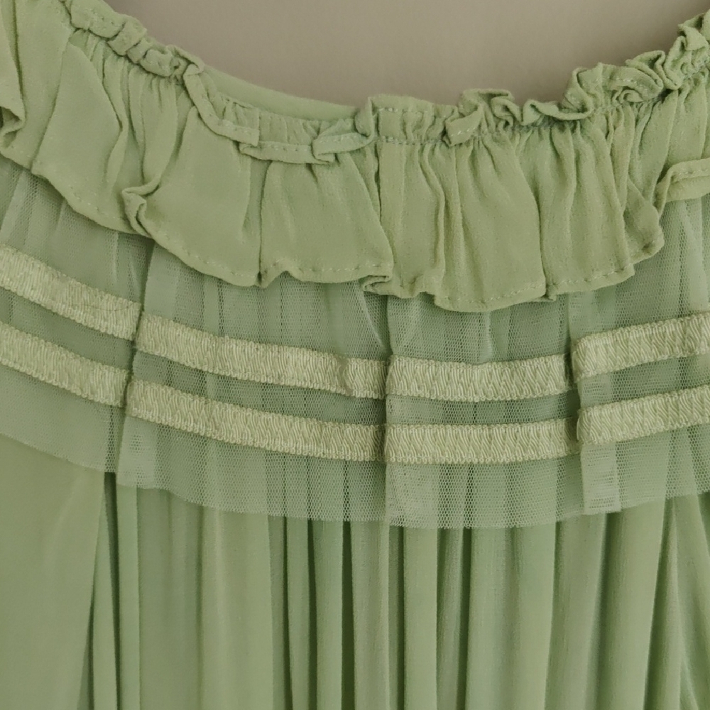 Anthropologie Light Sage Ruffled Boho Tunic - Picture 6 of 7
